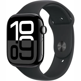 Viedpulksteņi Apple Watch Series 10 GPS 46mm Jet Black Aluminium Case with Black Sport Band - S/M